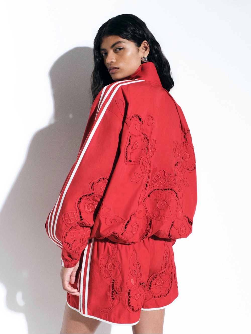 adidas Originals × ASOS oversized cutwork track jacket in red - Picture 3 of 4